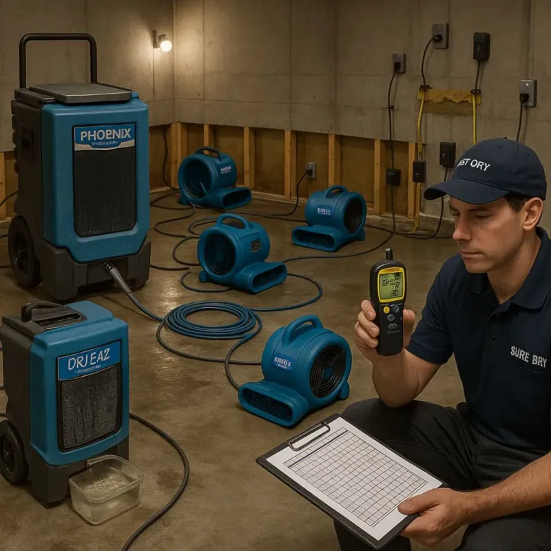 Structural Drying and Dehumidification process in Thousand Palms, CA